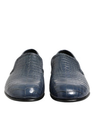 Dolce & Gabbana Blue Exotic Leather Slip On Loafers Men Dress Shoes - EU42/US9