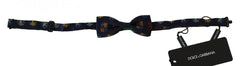 Dolce & Gabbana Blue Flags 100% Silk Adjustable Neck Papillon Men Bow Tie - Neckties