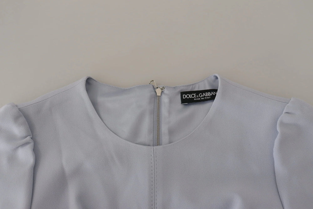 Dolce & Gabbana Blue Floral Applique Midi Viscose Dress - IT38|XS - Dresses