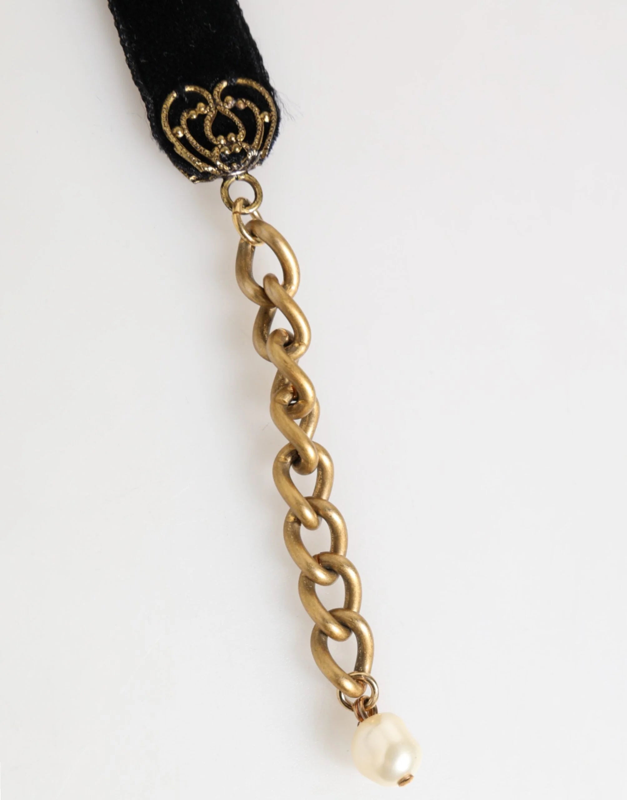 Dolce & Gabbana Blue Floral Appliqué Velvet Choker Crystal Beads Necklace - Necklaces