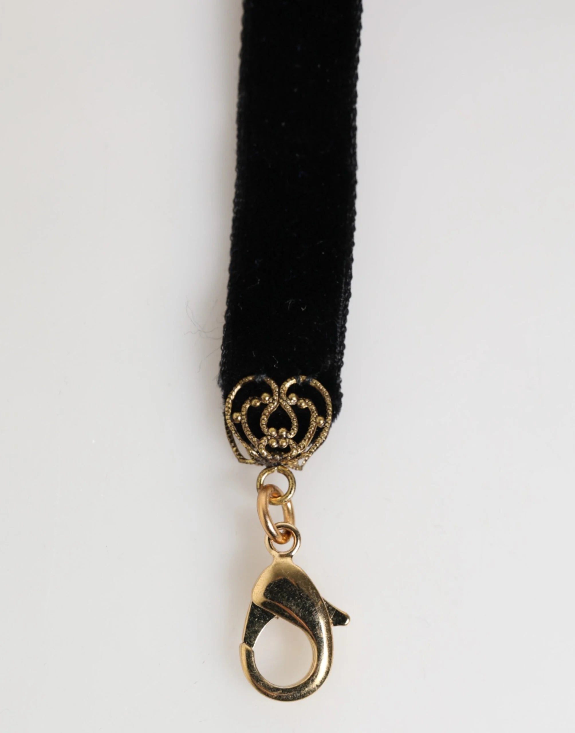 Dolce & Gabbana Blue Floral Appliqué Velvet Choker Crystal Beads Necklace - Necklaces