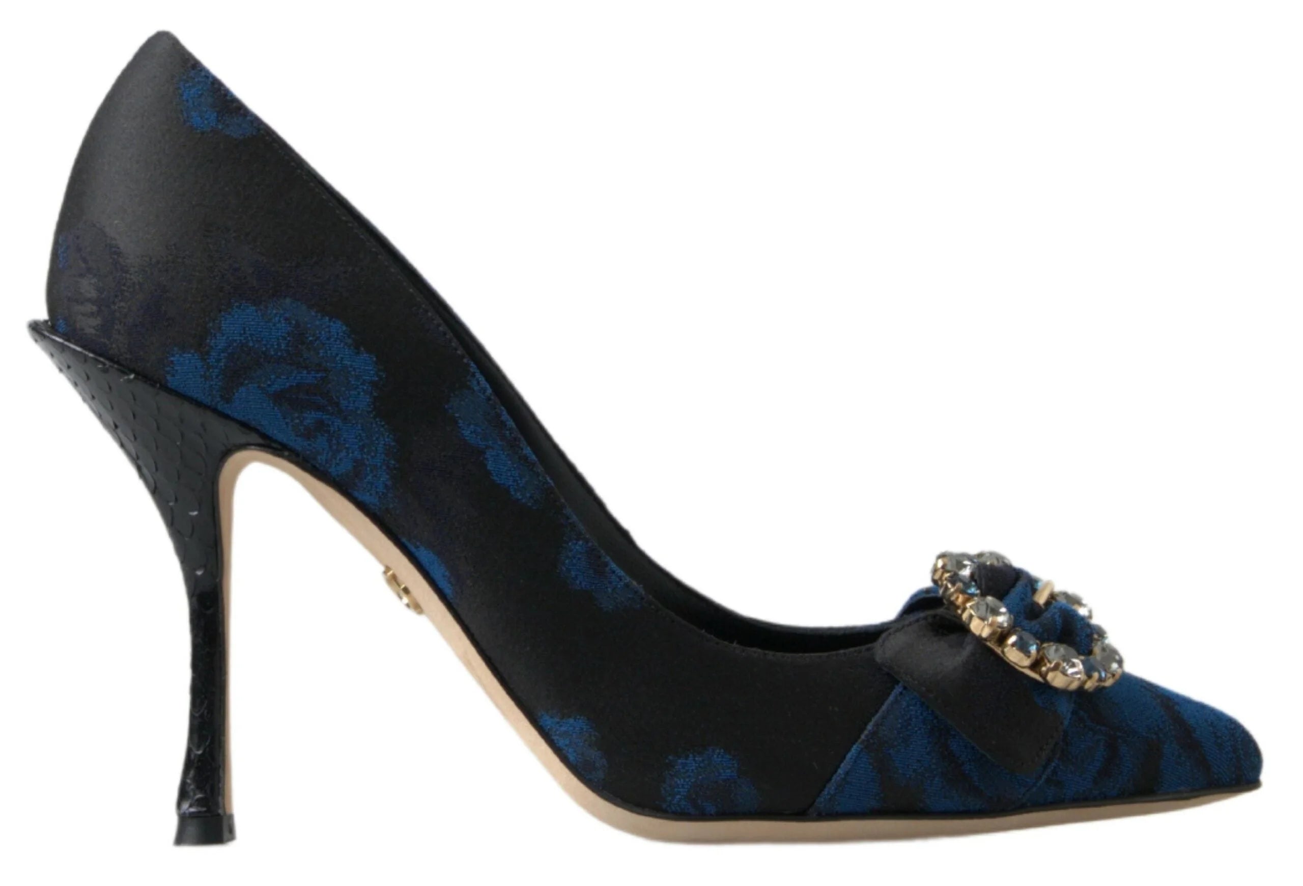 Dolce & Gabbana Blue Floral Ayers Crystal Pumps Shoes - Heels