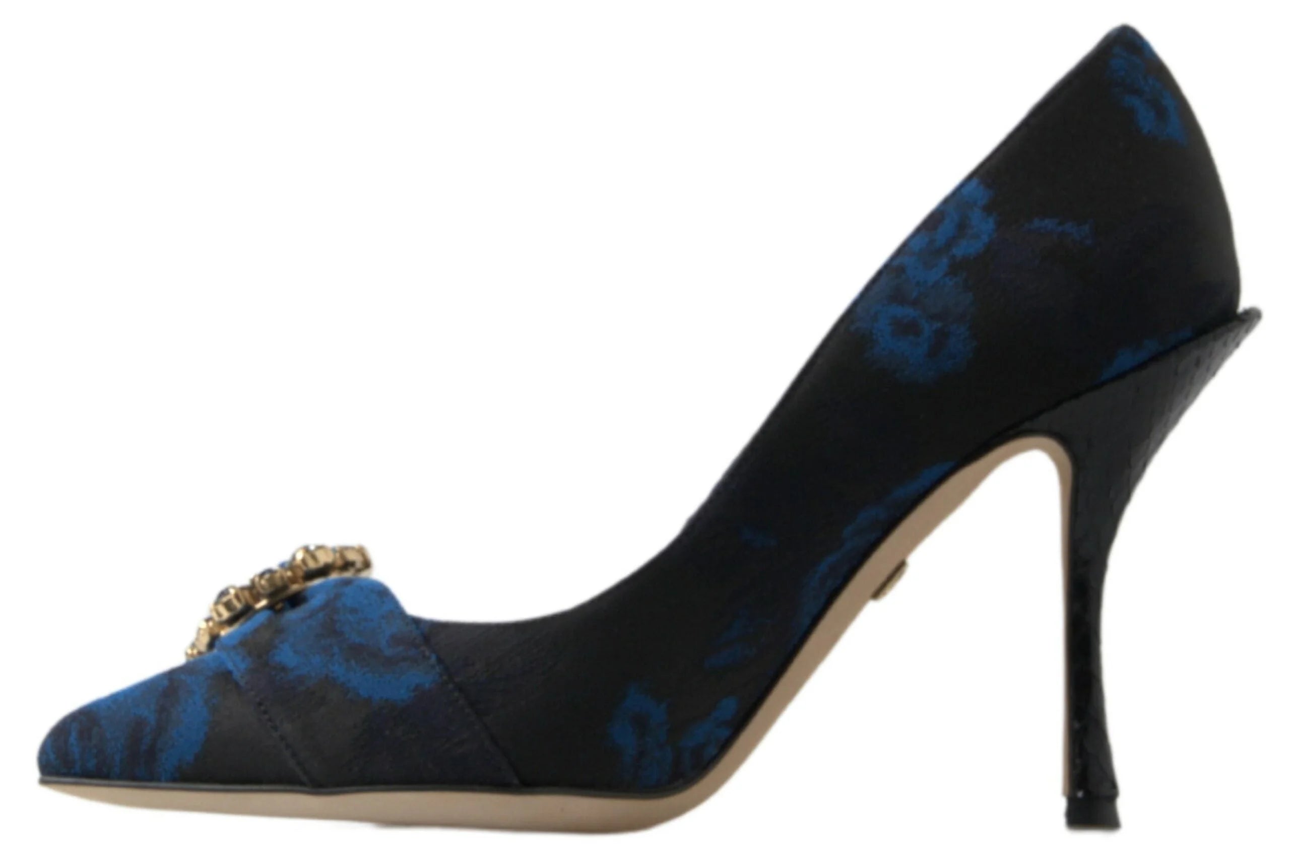 Dolce & Gabbana Blue Floral Ayers Crystal Pumps Shoes - Heels