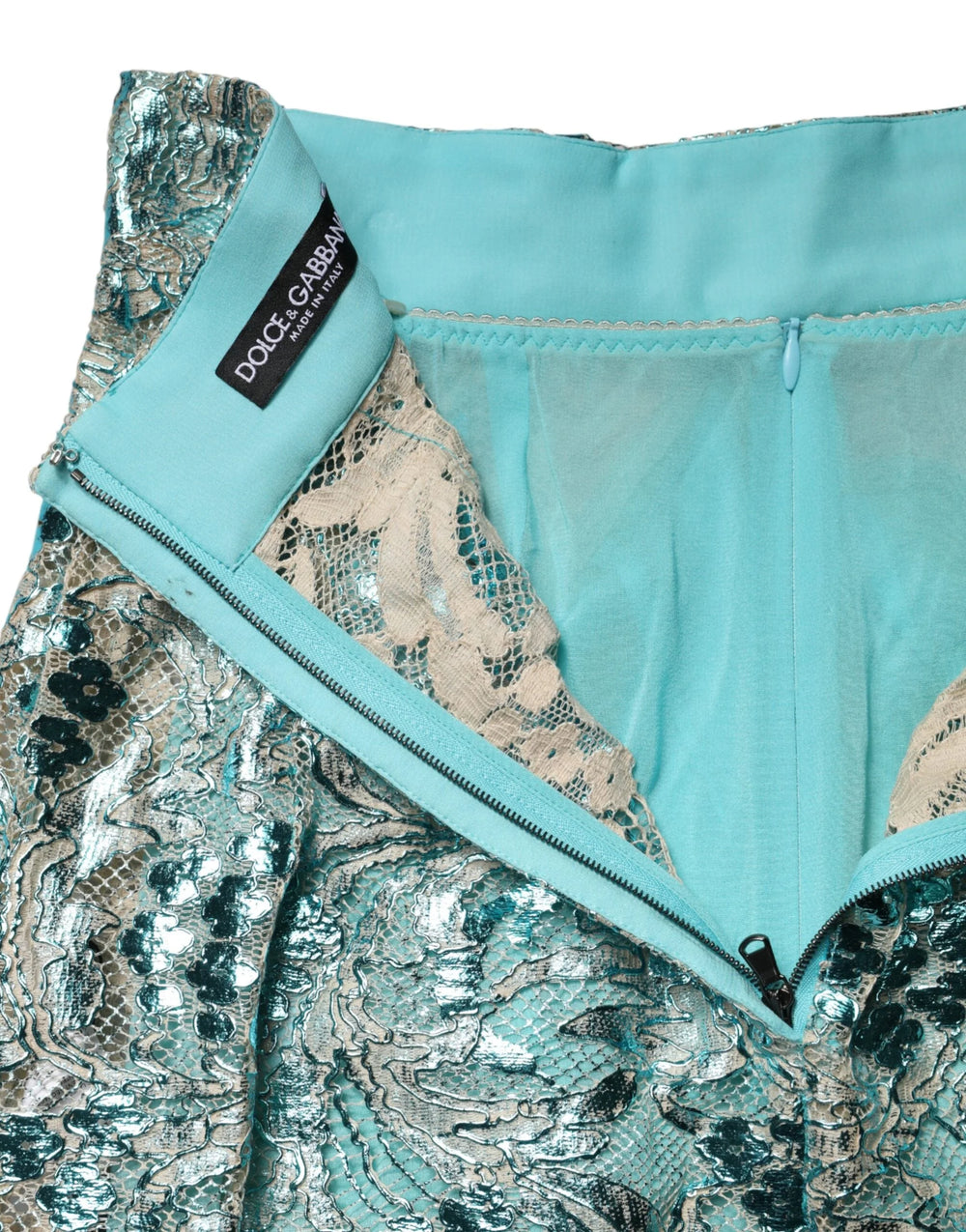 Dolce & Gabbana Blue Floral Brocade High Waist Mini Skirt - IT40|S