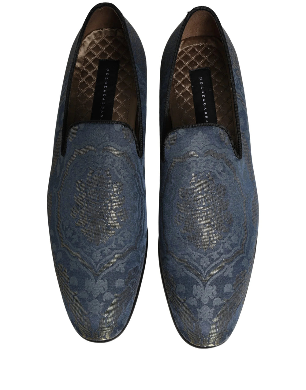 Dolce & Gabbana Blue Floral Brocade Slip On Loafers Shoes - EU44/US11