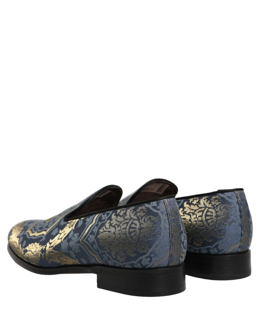 Dolce & Gabbana Blue Floral Brocade Slip On Loafers Shoes - EU44/US11