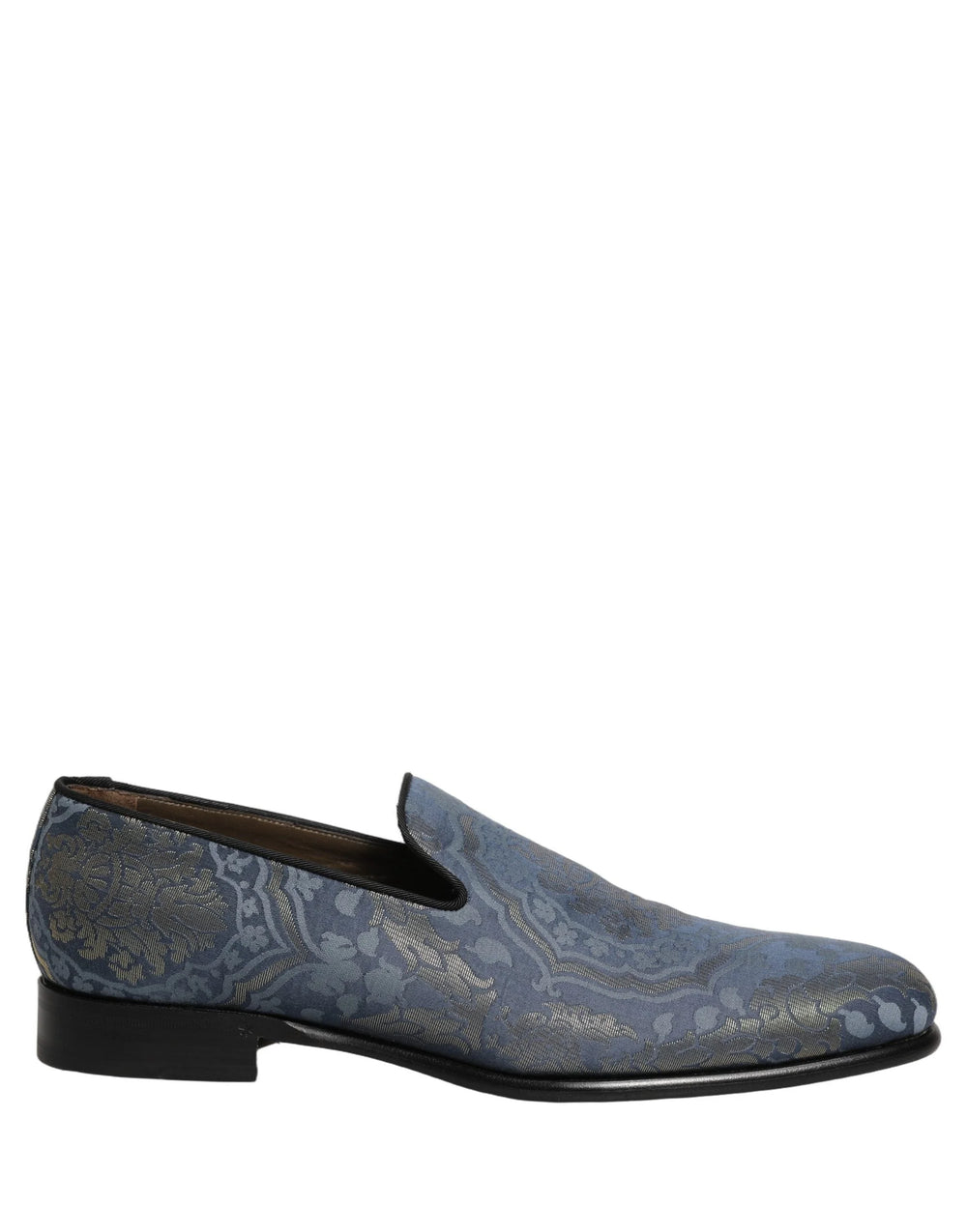 Dolce & Gabbana Blue Floral Brocade Slip On Loafers Shoes - EU44/US11