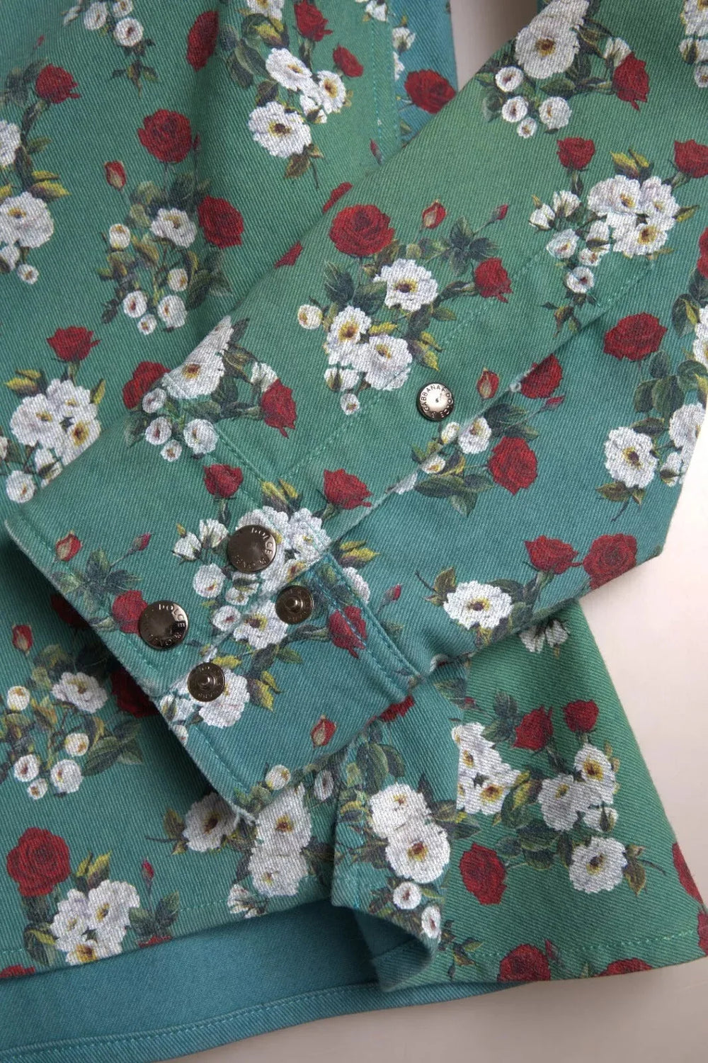 Dolce & Gabbana Blue Floral Cotton Button Down Denim Shirt - IT39 | S - Shirts