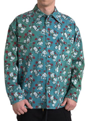 Dolce & Gabbana Blue Floral Cotton Button Down Denim Shirt - IT39 | S - Shirts