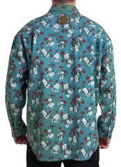 Dolce & Gabbana Blue Floral Cotton Button Down Denim Shirt - IT39 | S - Shirts