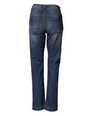 Dolce & Gabbana Blue Floral Embroidered BOYFRIEND Denim Jeans - IT40|S