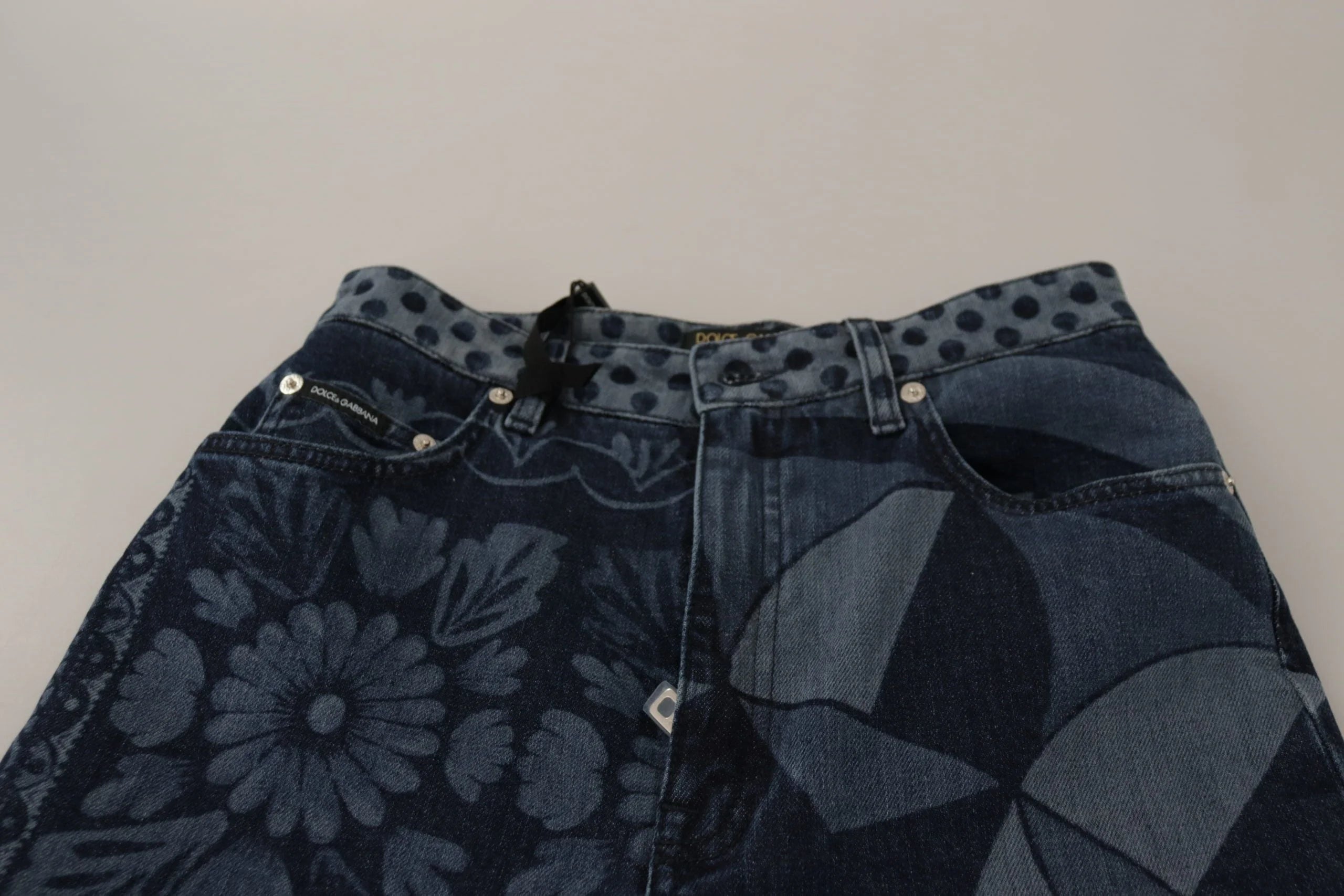 Dolce & Gabbana Blue Floral High Waist Skinny Denim Jeans - Jeans