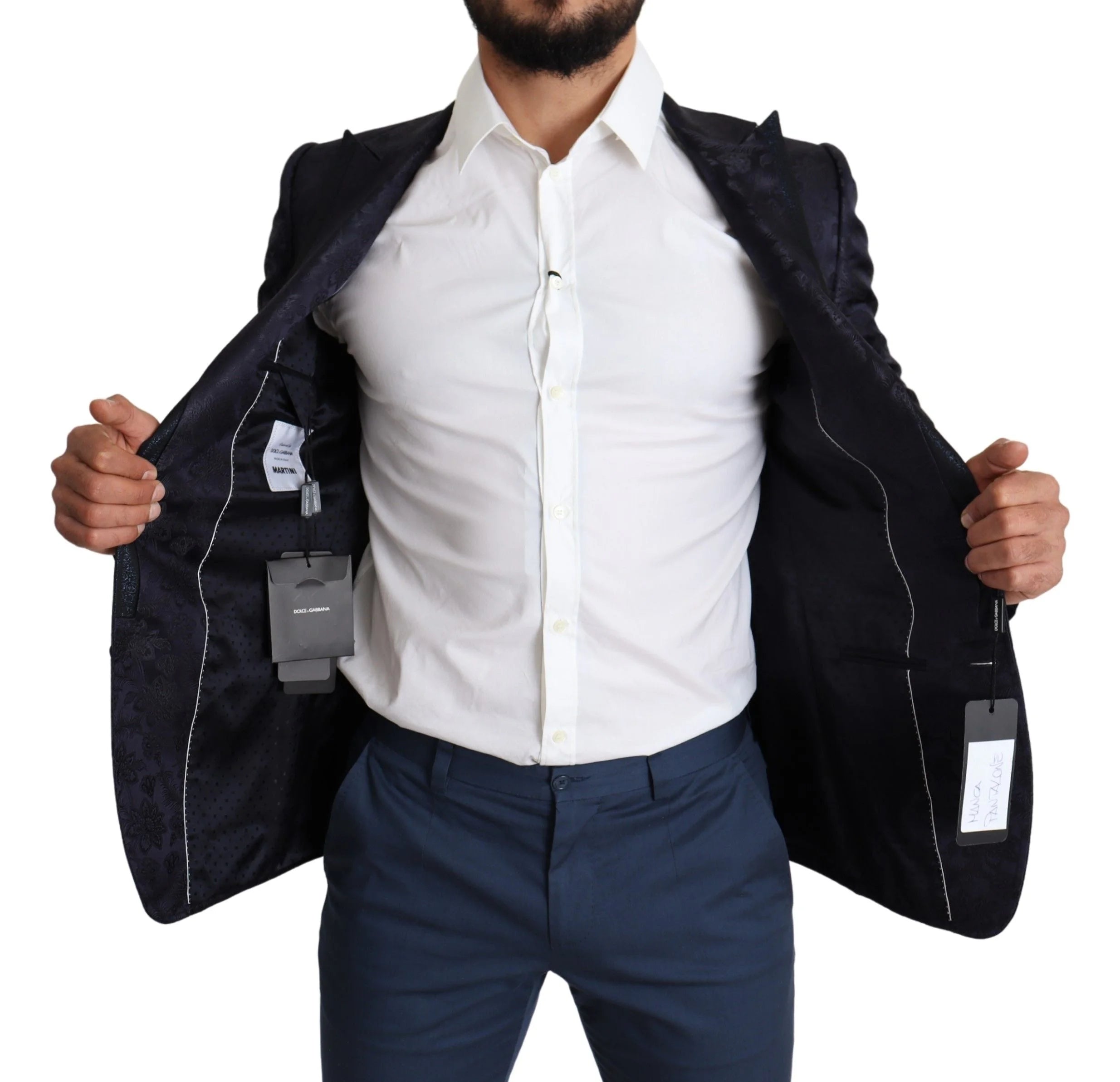 Dolce & Gabbana Blue Floral Jacquard Silk Coat MARTINI Blazer - IT44 | XS - Sport Jackets