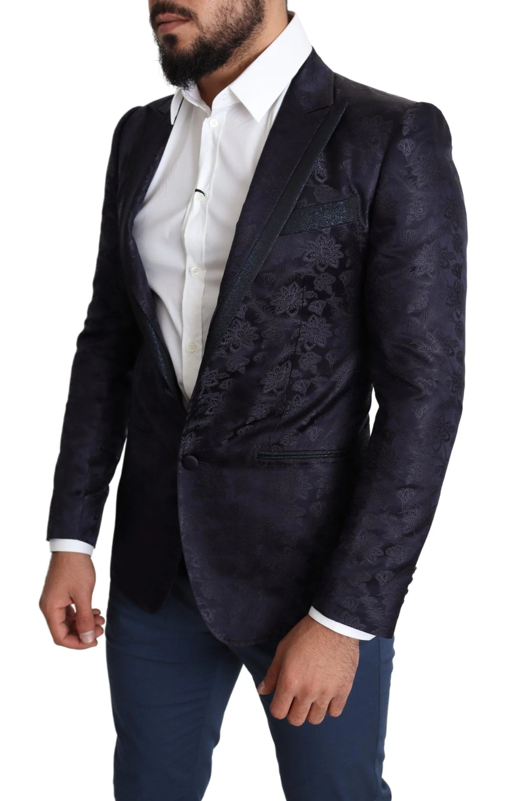 Dolce & Gabbana Blue Floral Jacquard Silk Coat MARTINI Blazer - IT44 | XS - Sport Jackets