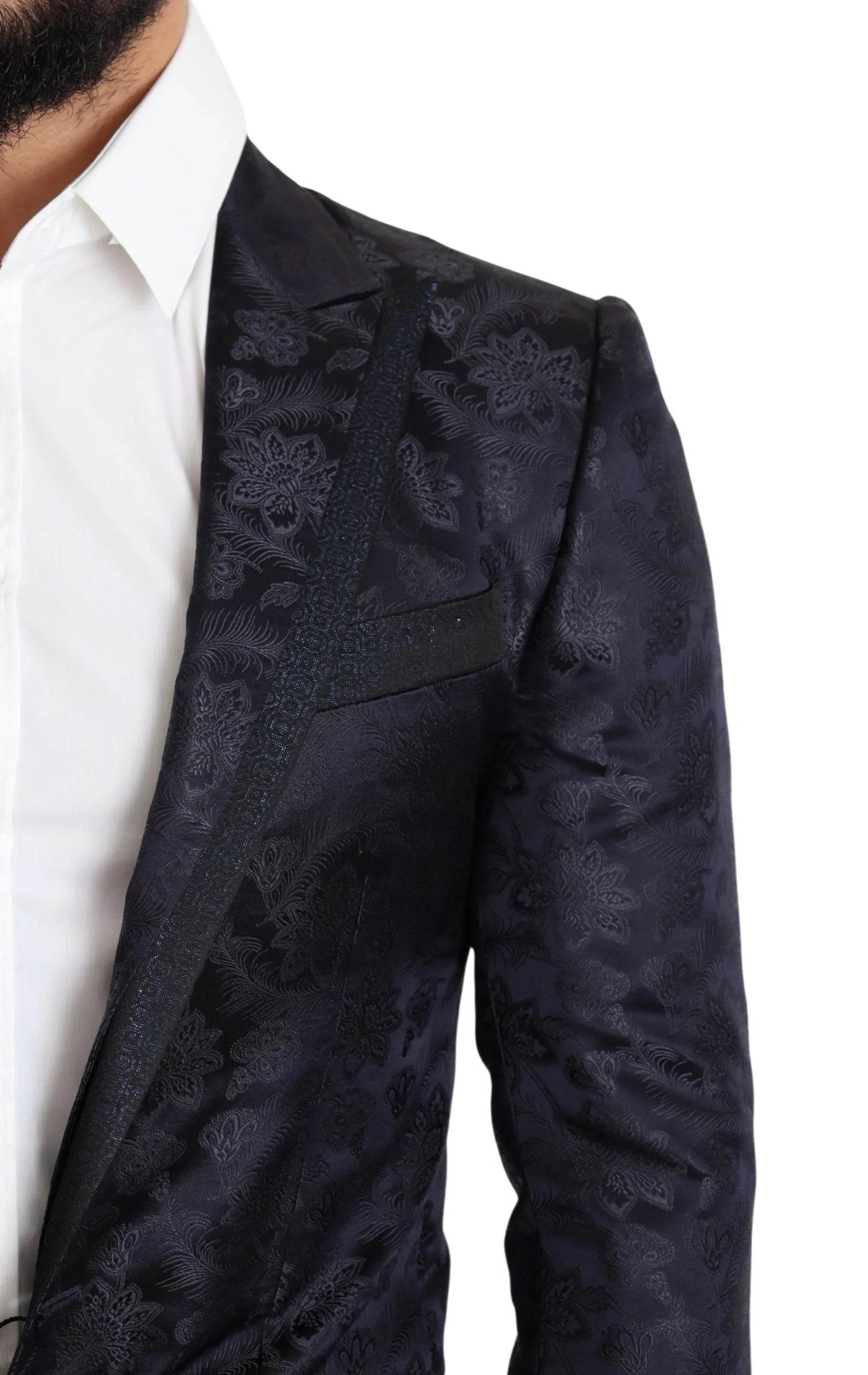 Dolce & Gabbana Blue Floral Jacquard Silk Coat MARTINI Blazer - IT44 | XS - Sport Jackets