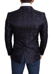 Dolce & Gabbana Blue Floral Jacquard Silk Coat MARTINI Blazer - IT44 | XS - Sport Jackets