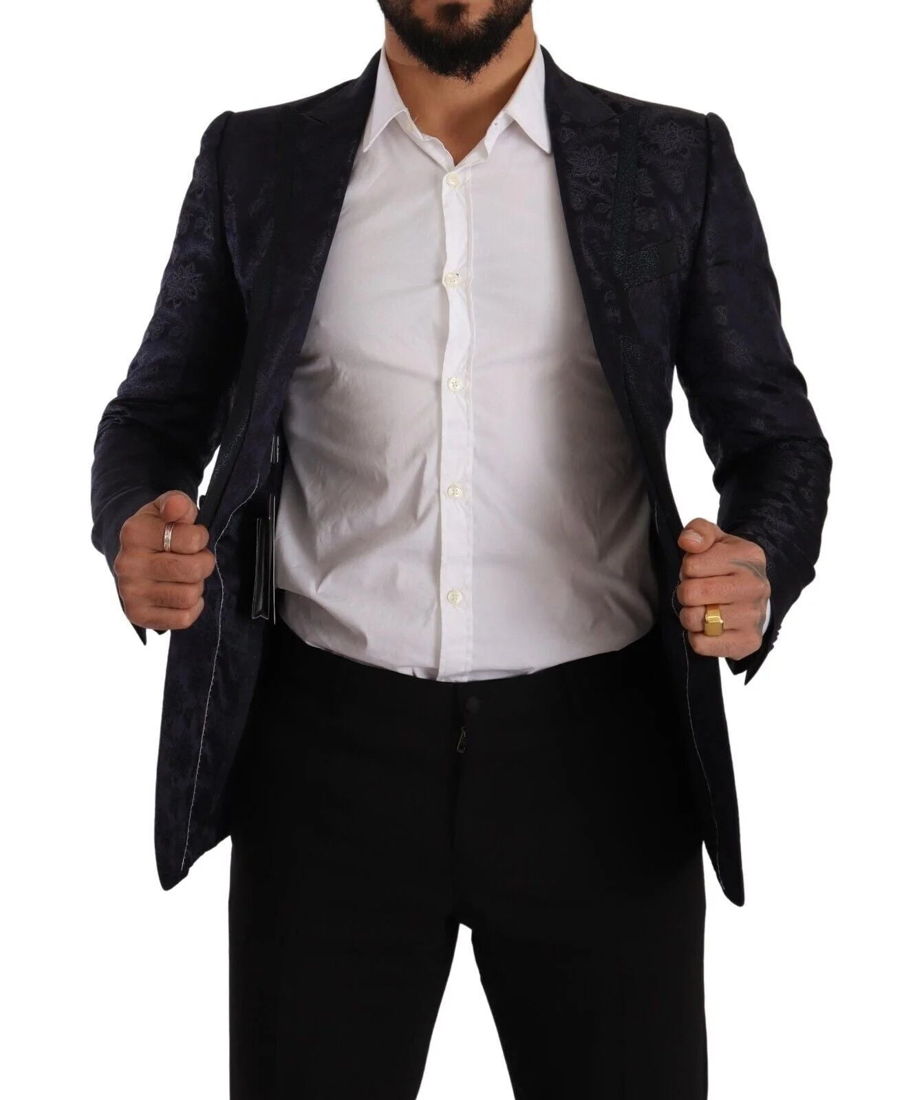 Dolce & Gabbana Blue Floral Jacquard Silk Coat MARTINI Blazer - IT44 | XS - Sport Jackets