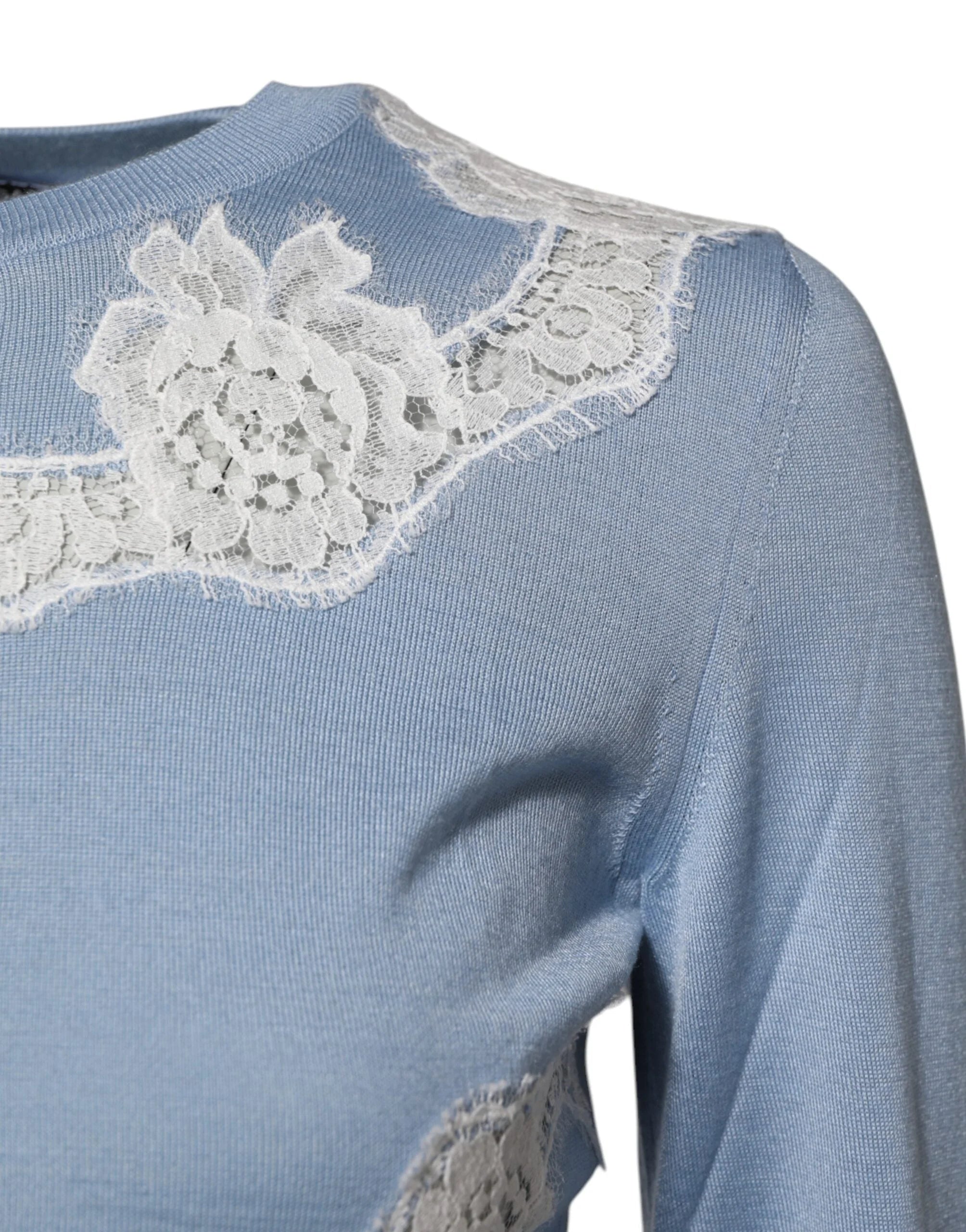 Dolce & Gabbana Blue Floral Lace Detailing Cardigan Sweater - IT36|XXS - Cardigans
