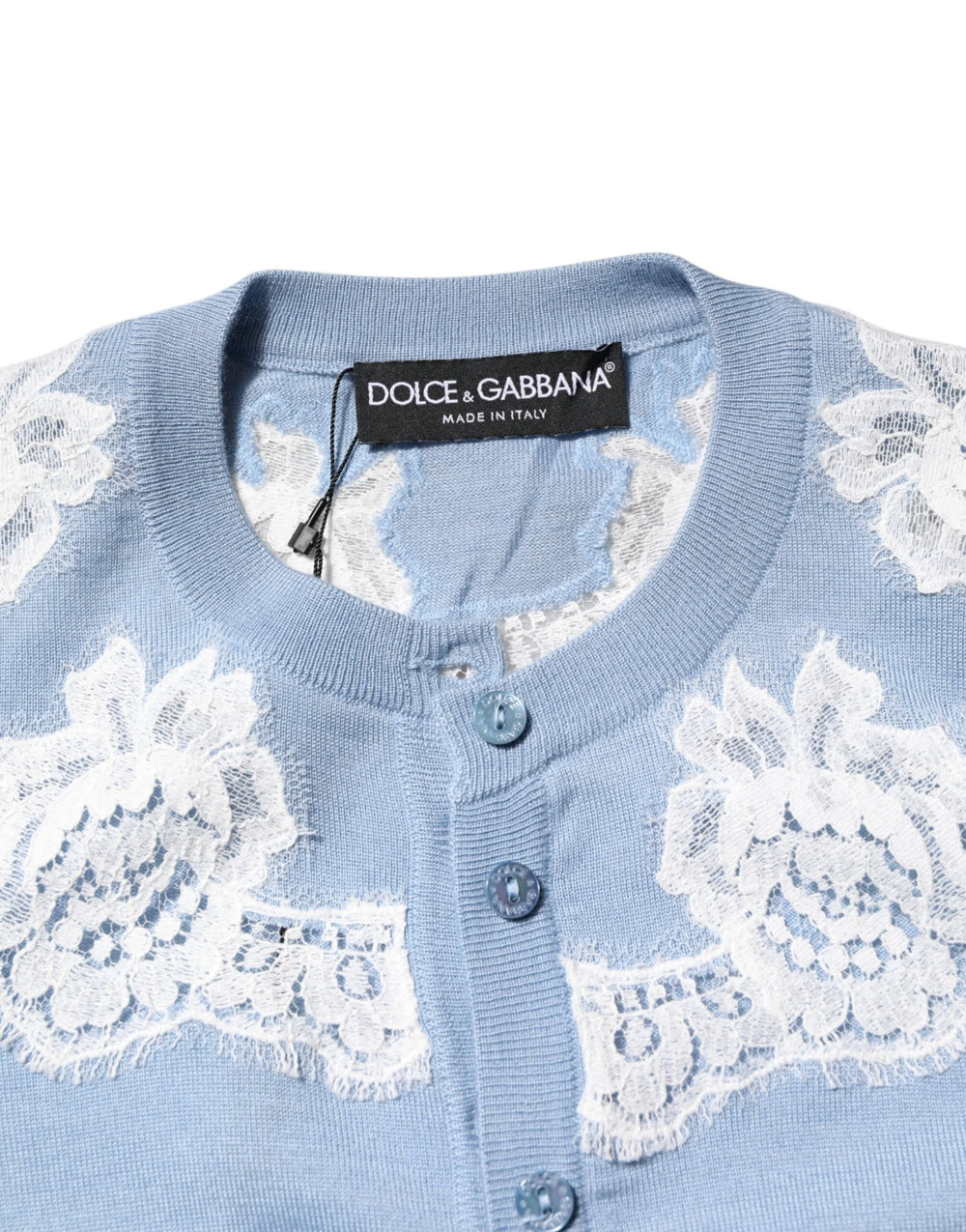 Dolce & Gabbana Blue Floral Lace Detailing Cardigan Sweater - IT36|XXS - Cardigans