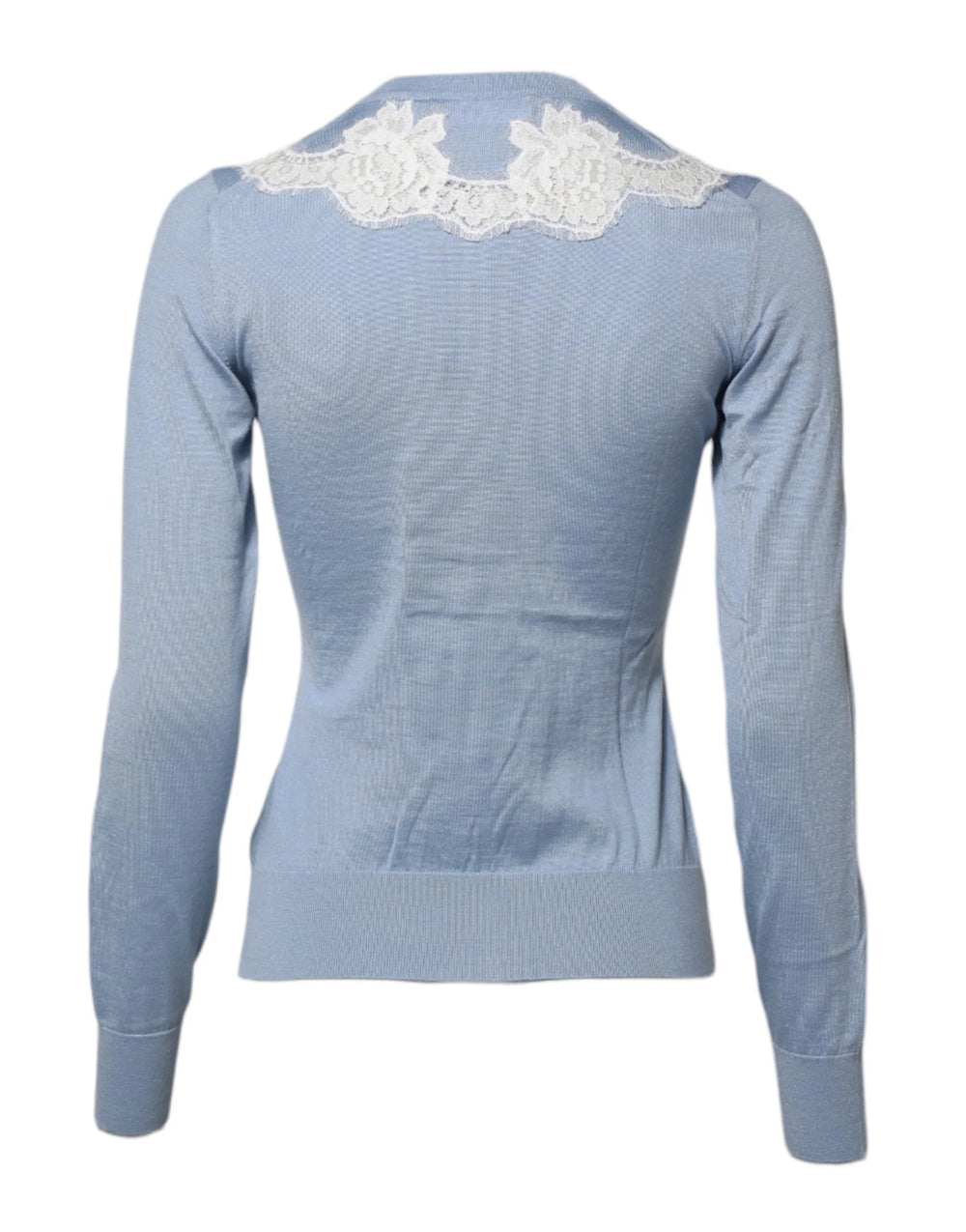 Dolce & Gabbana Blue Floral Lace Detailing Cardigan Sweater - IT36|XXS - Cardigans
