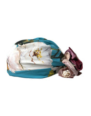 Dolce & Gabbana Blue Floral Motif Turban Head Hat Women - Turbans