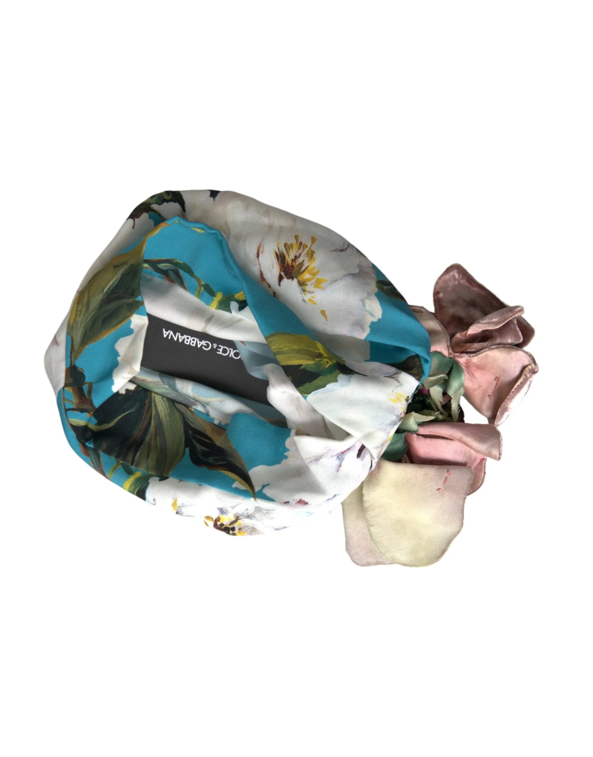Dolce & Gabbana Blue Floral Motif Turban Head Hat Women - Turbans