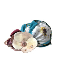 Dolce & Gabbana Blue Floral Motif Turban Head Hat Women - Turbans