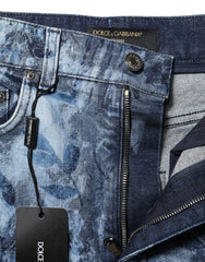 Dolce & Gabbana Blue Floral Print Denim Cotton Hot Pants Shorts - IT40|S - Short Trousers
