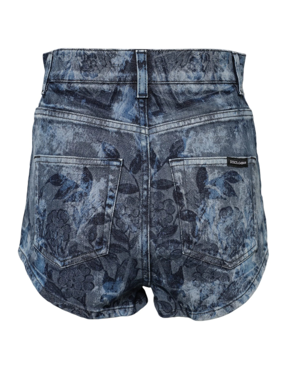 Dolce & Gabbana Blue Floral Print Denim Cotton Hot Pants Shorts - IT40|S - Short Trousers