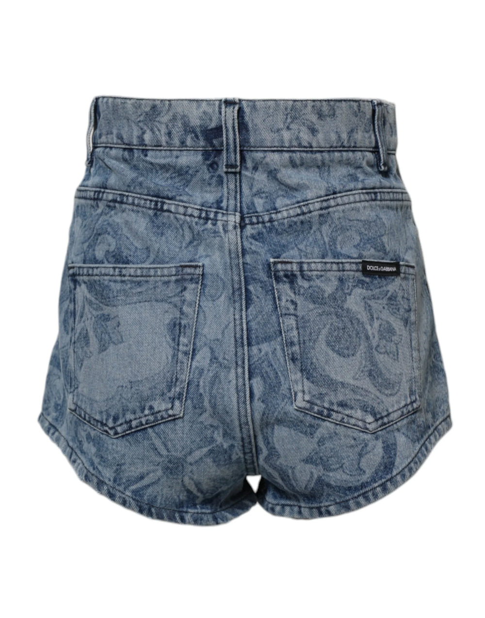 Dolce & Gabbana Blue Floral Print Denim Cotton Hot Pants Shorts - IT40|S - Short Trousers