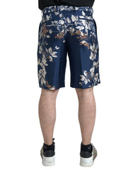Dolce & Gabbana Blue Floral Print Silk Men Bermuda Shorts - Bermudas