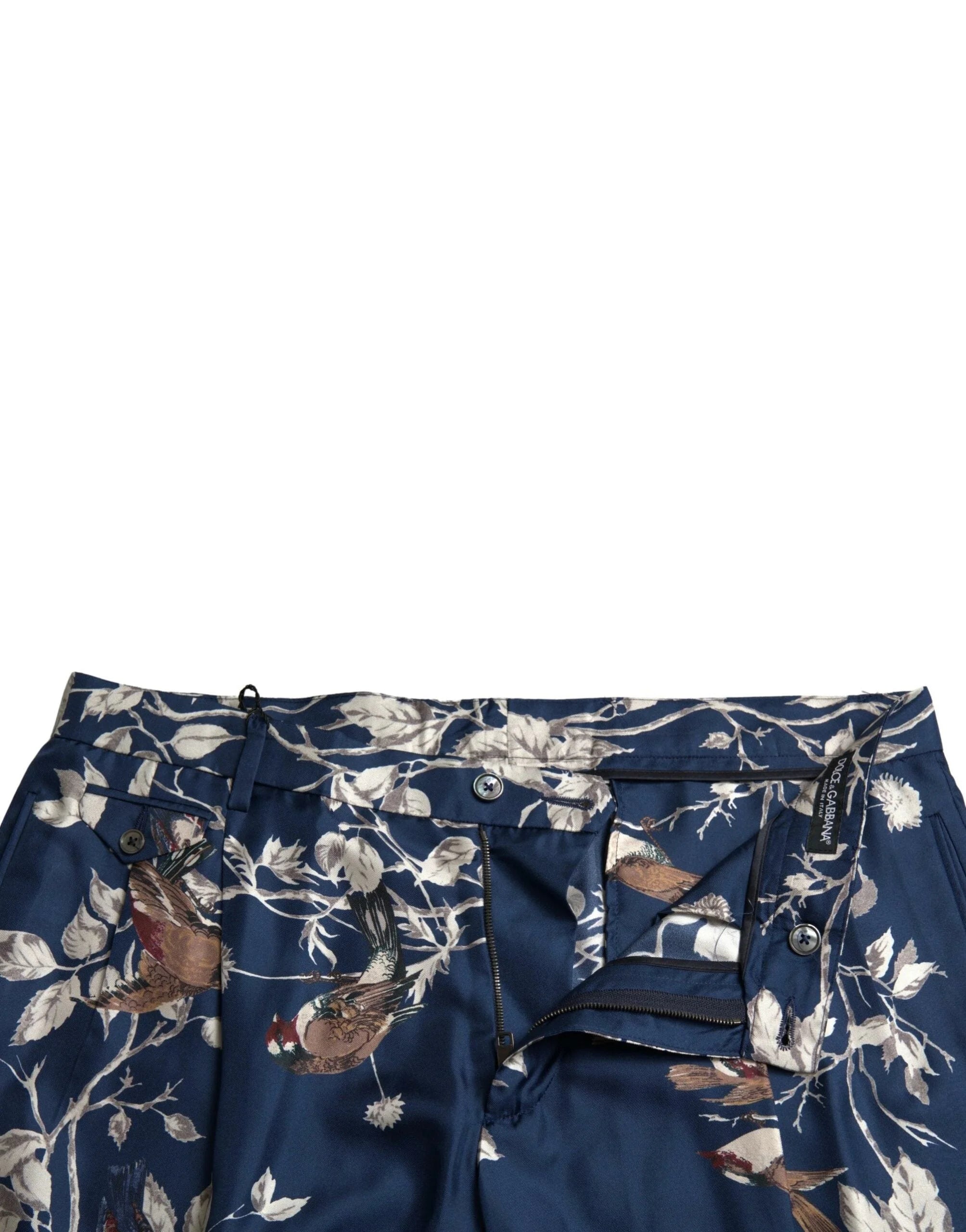 Dolce & Gabbana Blue Floral Print Silk Men Bermuda Shorts - Bermudas