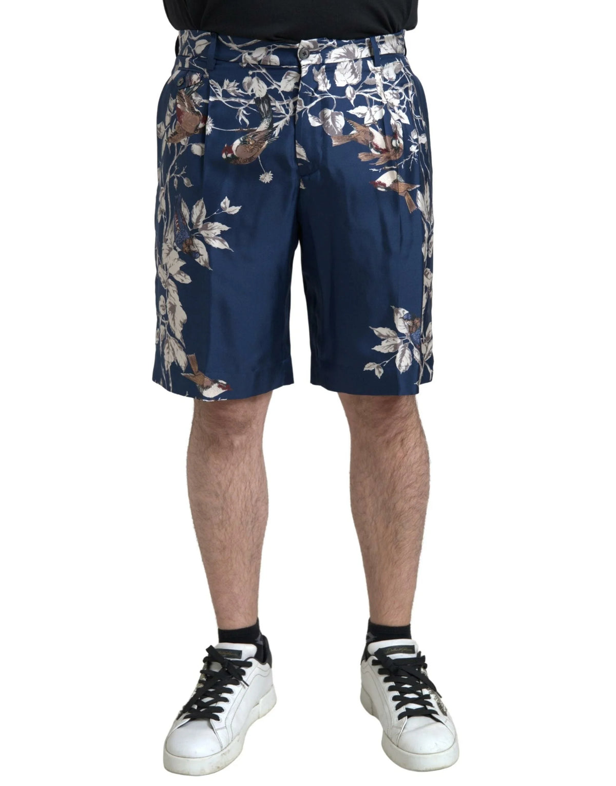 Dolce & Gabbana Blue Floral Print Silk Men Bermuda Shorts - Bermudas