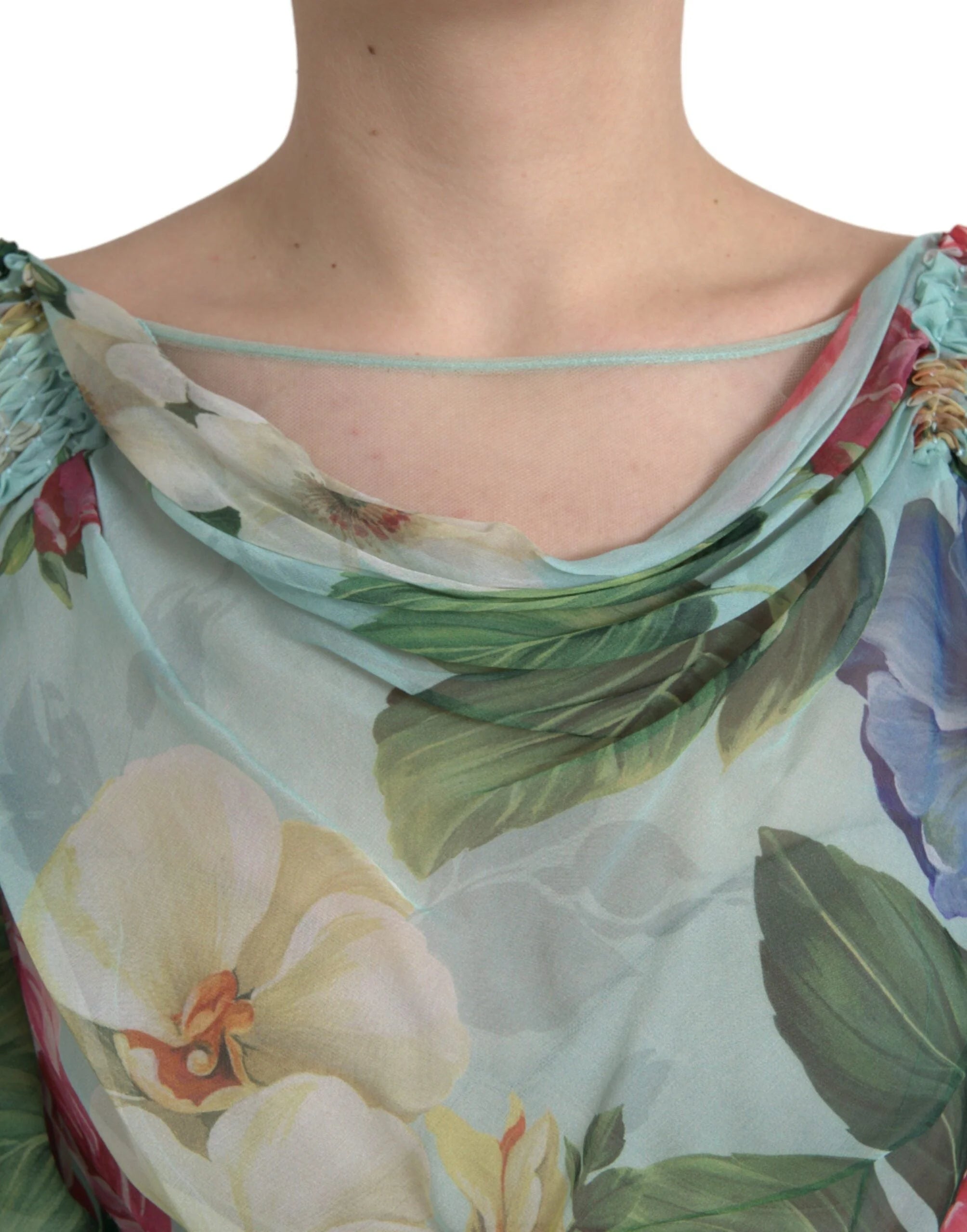 Dolce & Gabbana Blue Floral Print Tiered Long Maxi Dress - IT38 | XS - Dresses