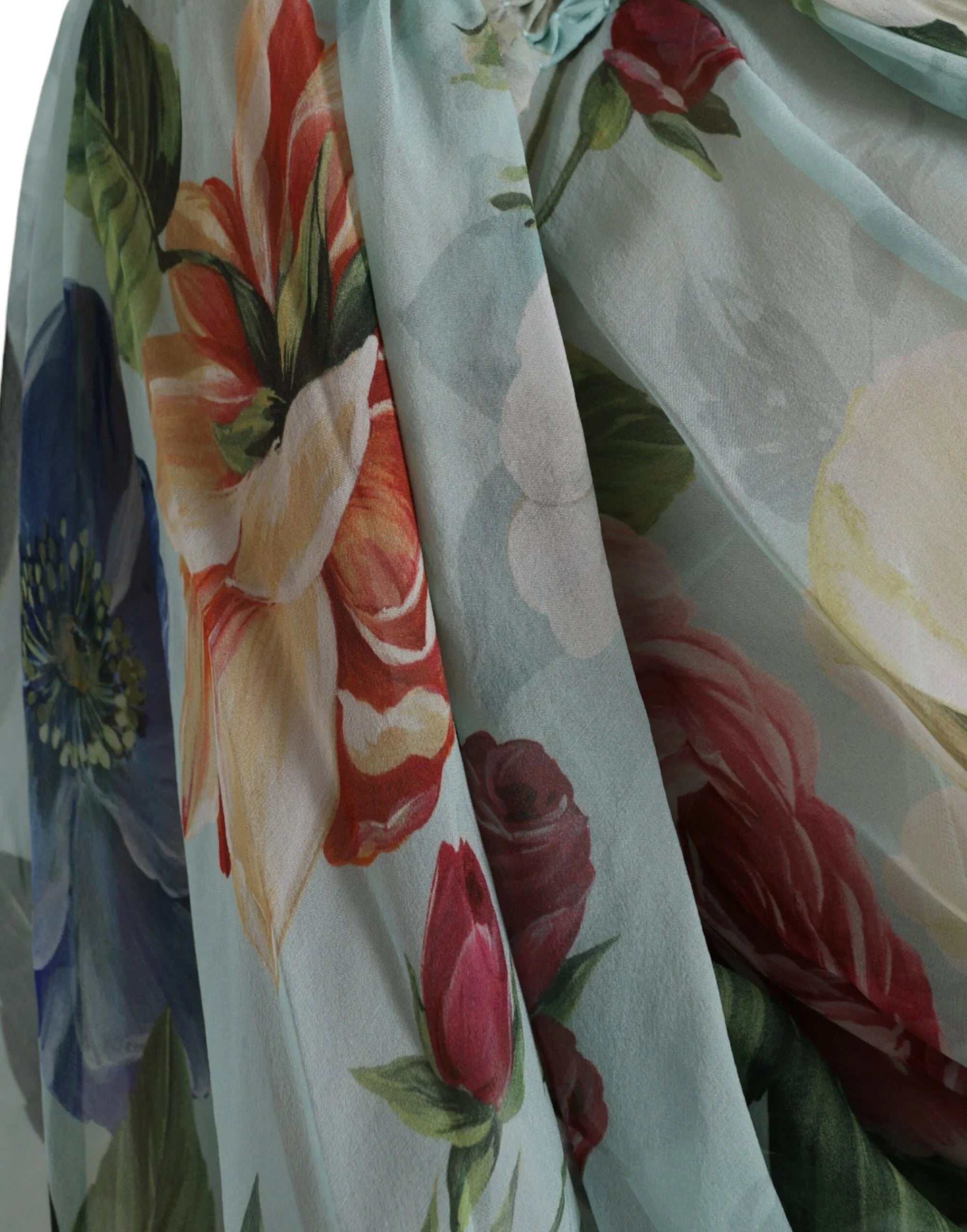 Dolce & Gabbana Blue Floral Print Tiered Long Maxi Dress - IT38 | XS - Dresses