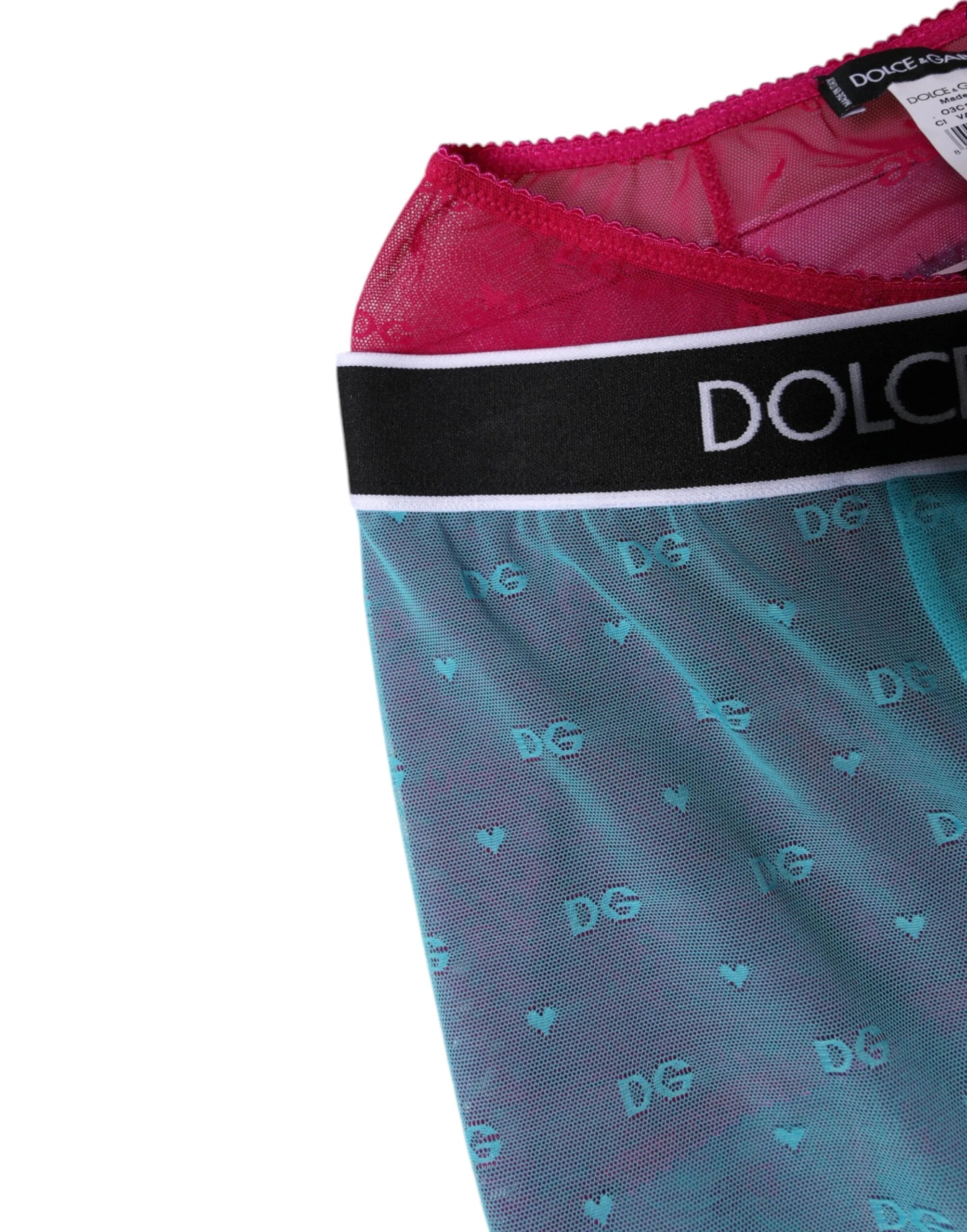 Dolce & Gabbana Blue Fuchsia Logo Lingerie Cropped Underwear - IT2 | S
