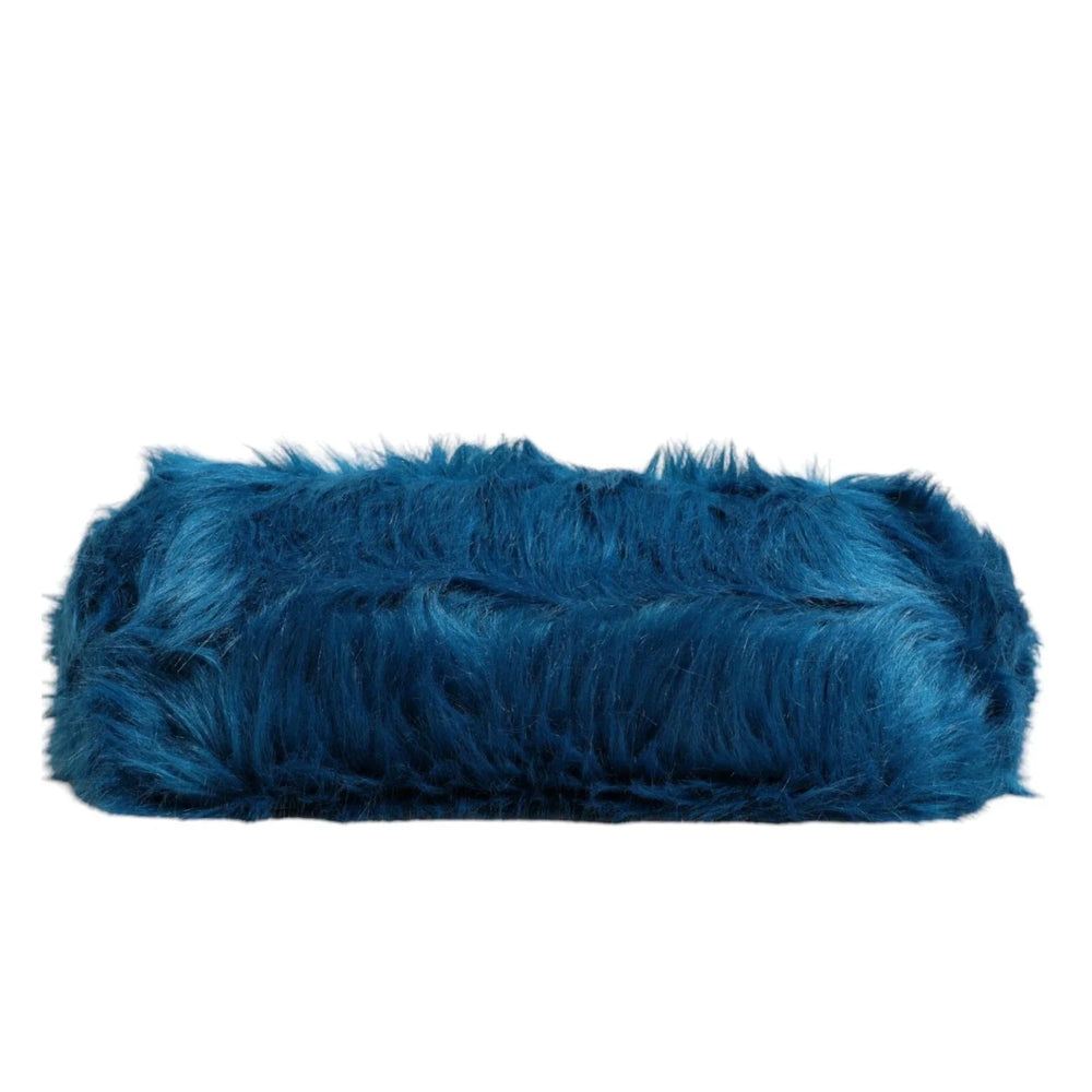 Dolce & Gabbana Blue Fur Logo Plaque Double Handle Shoulder Bag - Shoulder Bags