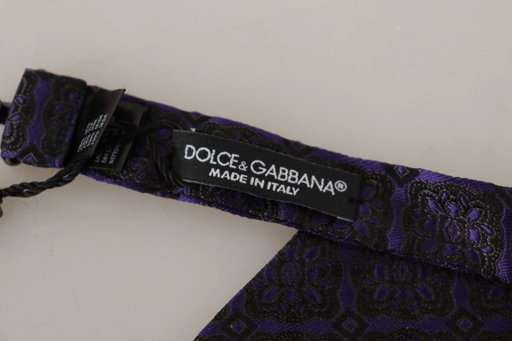 Dolce & Gabbana Blue Geometric Silk Adjustable Neck Papillon Tie - Neckties