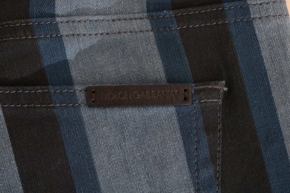 Dolce & Gabbana Blue GIRLY Striped Cotton Jeans - Jeans