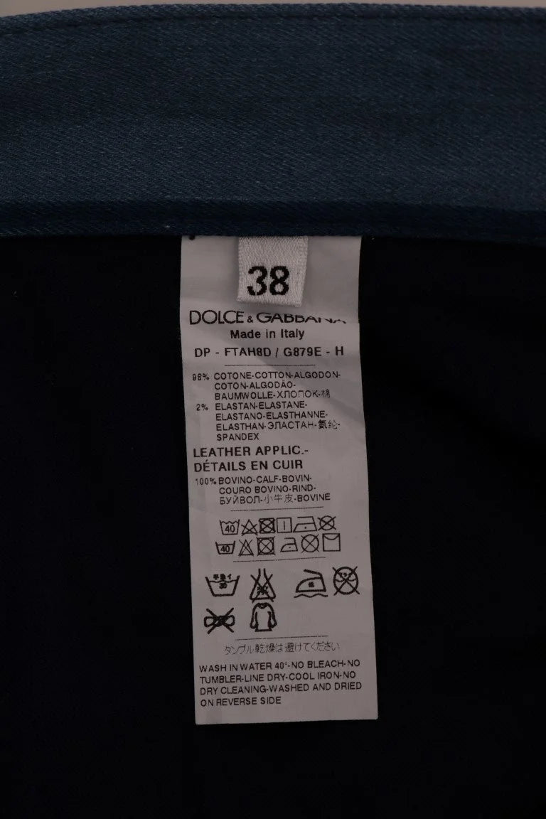 Dolce & Gabbana Blue GIRLY Striped Cotton Jeans - Jeans