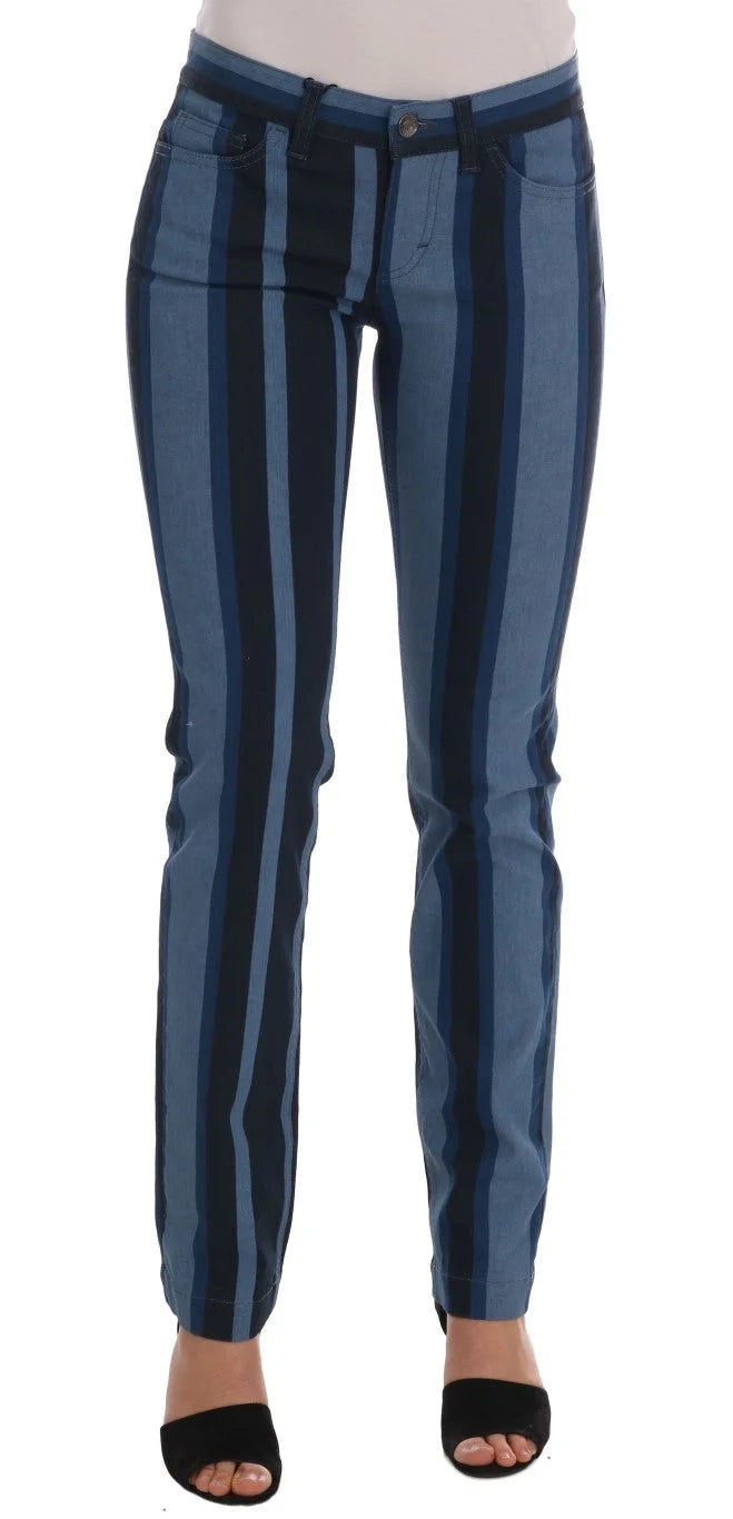 Dolce & Gabbana Blue GIRLY Striped Cotton Jeans - Jeans