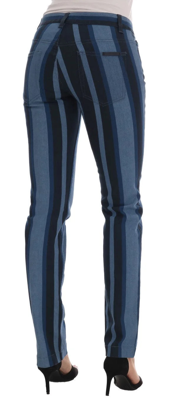 Dolce & Gabbana Blue GIRLY Striped Cotton Jeans - Jeans