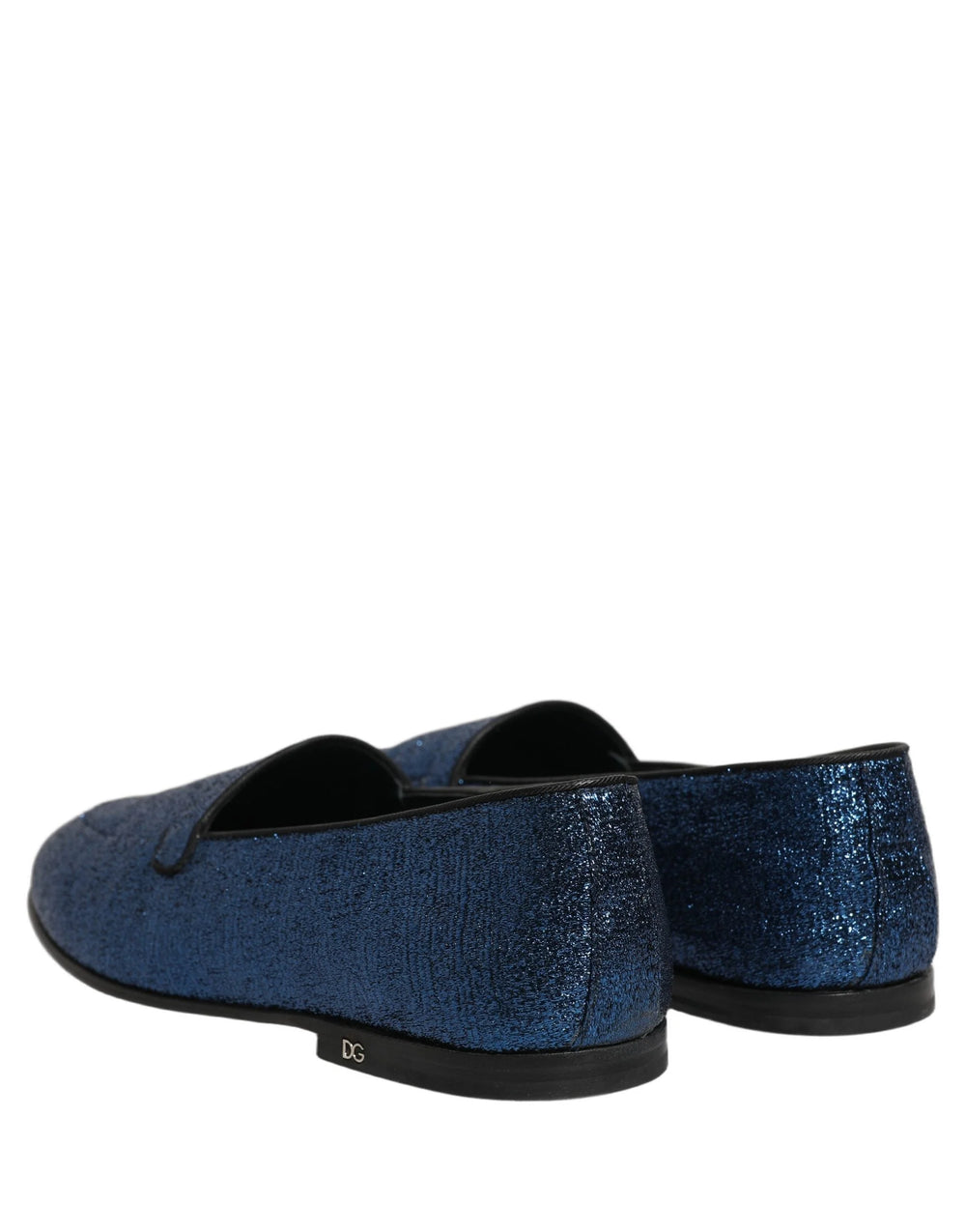 Dolce & Gabbana Blue Glitter Lurex DG Logo Dress Loafers Shoes - EU44/US11