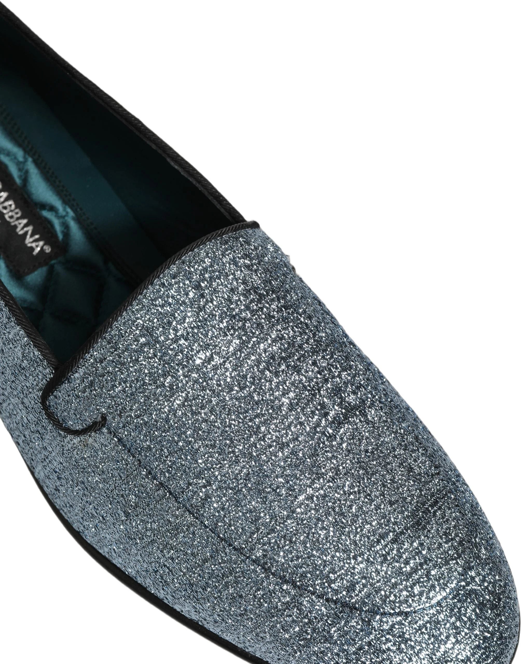 Dolce & Gabbana Blue Glitter Lurex DG Logo Dress Loafers Shoes - EU43/US10