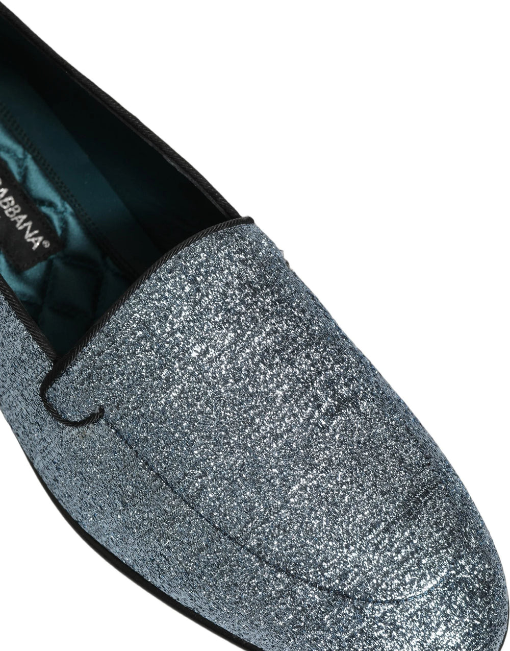 Dolce & Gabbana Blue Glitter Lurex DG Logo Dress Loafers Shoes - EU43/US10