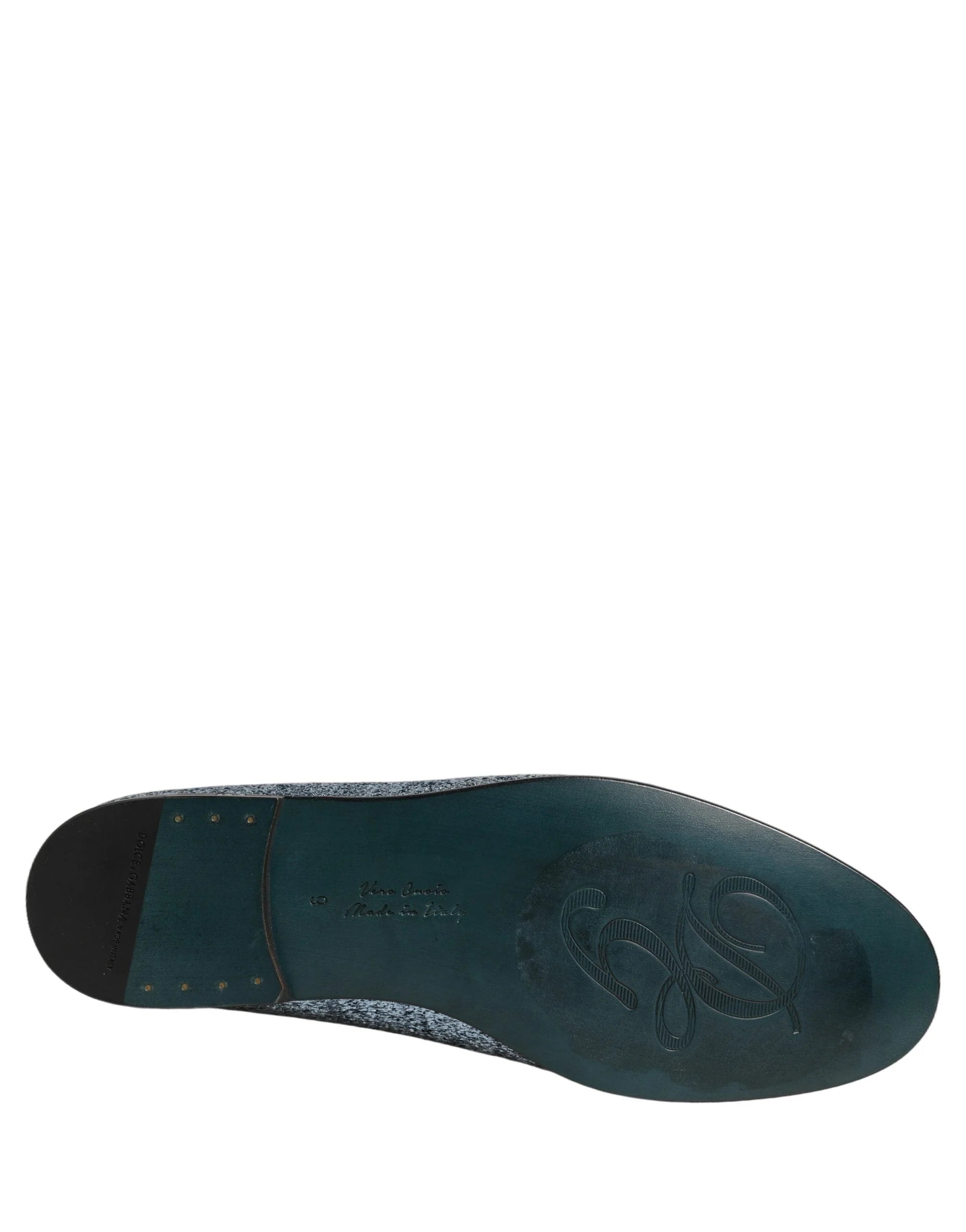 Dolce & Gabbana Blue Glitter Lurex DG Logo Dress Loafers Shoes - EU43/US10