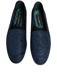 Dolce & Gabbana Blue Glitter Lurex DG Logo Dress Loafers Shoes - EU44/US11