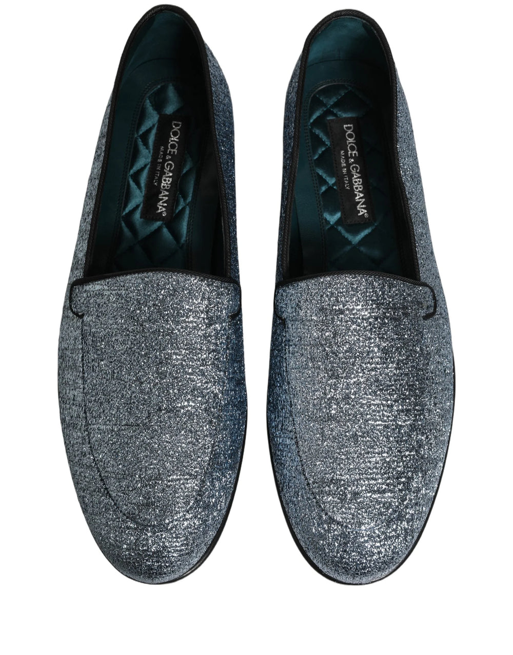 Dolce & Gabbana Blue Glitter Lurex DG Logo Dress Loafers Shoes - EU43/US10