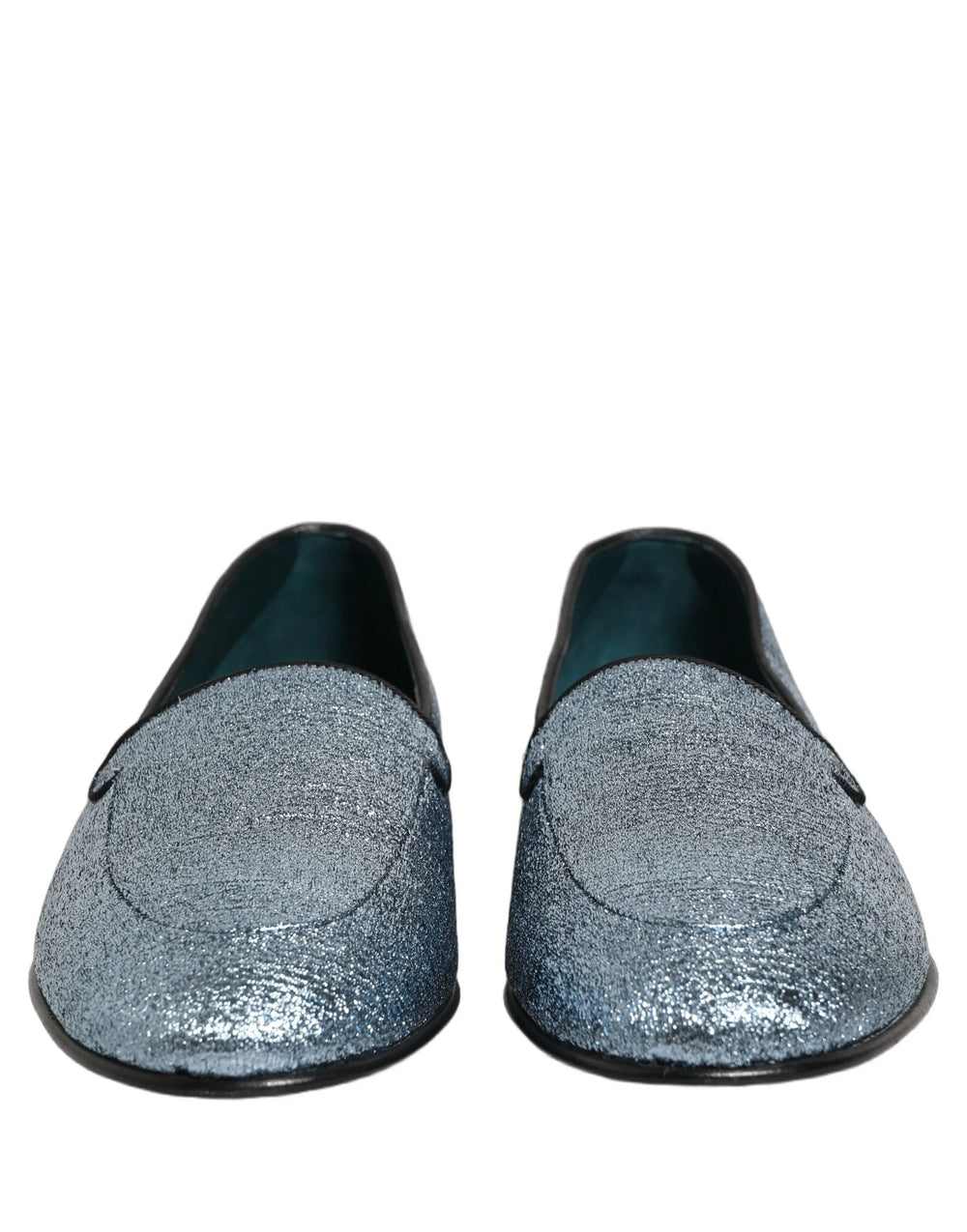 Dolce & Gabbana Blue Glitter Lurex DG Logo Dress Loafers Shoes - EU43/US10