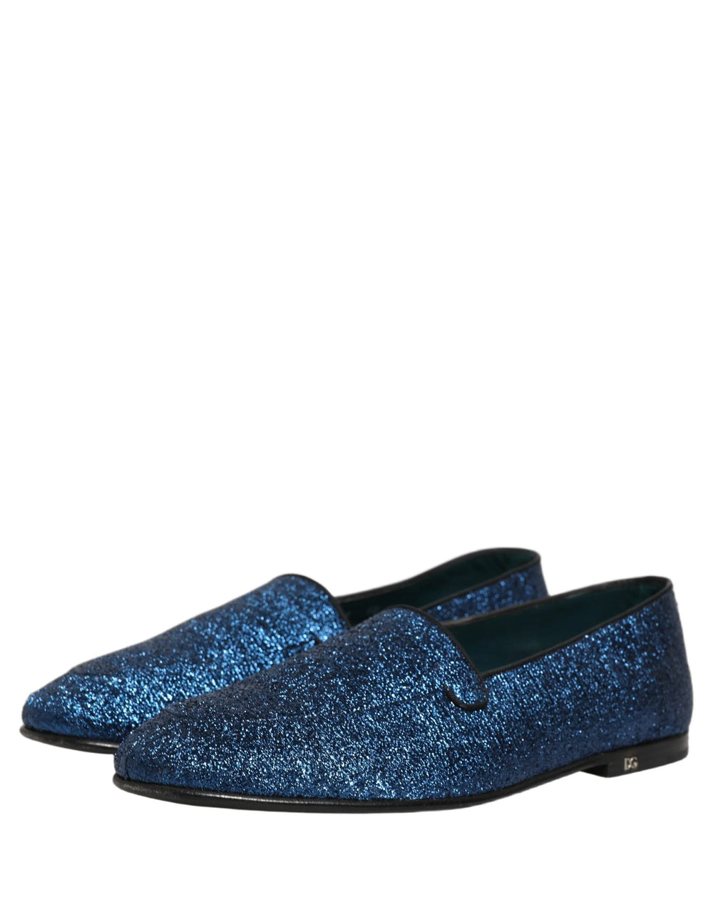 Dolce & Gabbana Blue Glitter Lurex DG Logo Dress Loafers Shoes - EU44/US11